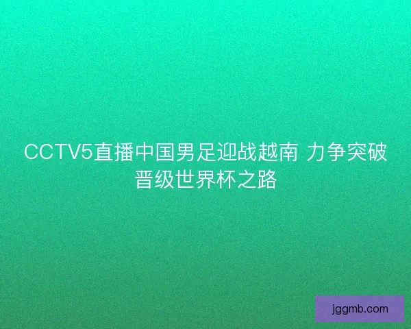 CCTV5直播中国男足迎战越南 力争突破晋级世界杯之路